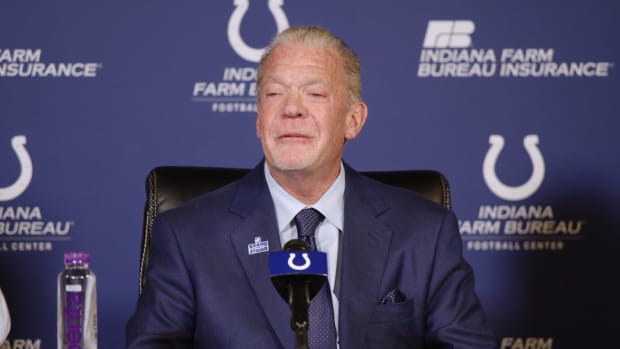 Jim Irsay Podium Jeff Saturday Intro Press Conference